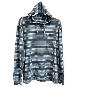 Johnnie-O Fowler Hoodie Mens Medium Indigo Blue Striped Surf Beach Hangin Out